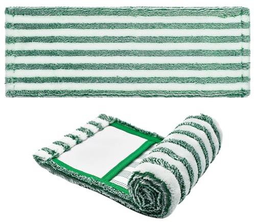 IWOWHERO Lot de 2 Coussinets en Microfibre Lavables Verts pour Balai Libman Wet and Dry, Lingettes Absorbantes Réutilisables pour Nettoyage Humide et Sec Sols, Accessoires Ménagers