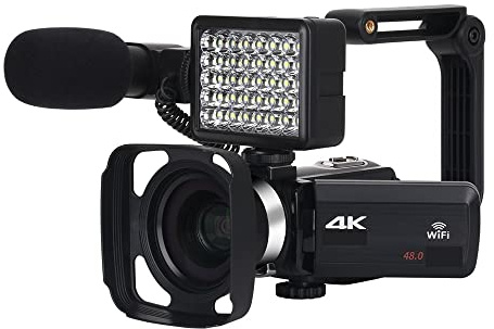 Macchina fotografica digitale, Videocamera digitale 4K completa Videocamera digitale da 48 MP for lo streaming Videocamera Vlog grandangolare 18X Registrazione in loop time lapse(64G SD Card,KIT)