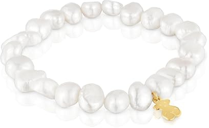 TOUS Pulsera elástica con perlas cultivadas y baño de oro 18 kt sobre plata, Para Mujer, Colección Basics