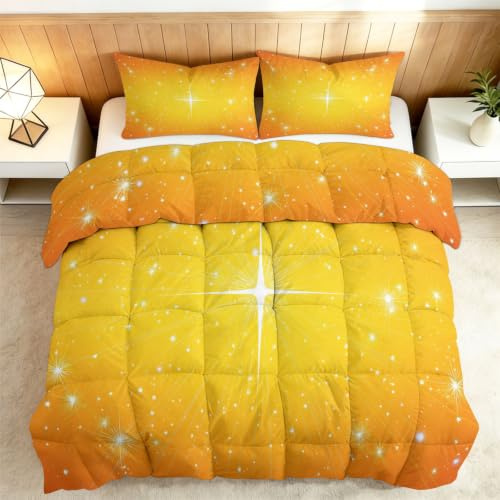 Srigzcaly 3-delat drömmande vändbart täcke enkelt 135 x 200 cm, 7,5 Tog vita prickiga stjärntäcke för tonåringar, flickor, barn, täckfritt täcke resor camping bekvämt sängset – maskintvättbar