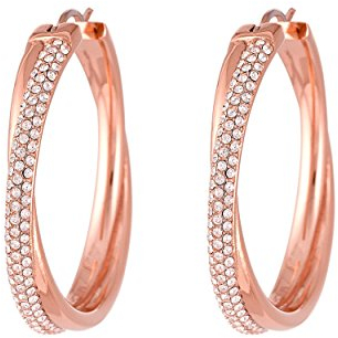 Michael Kors - Orecchini a cerchio Brilliance in acciaio inossidabile tono oro rosa con cristalli da donna MKJ3671791