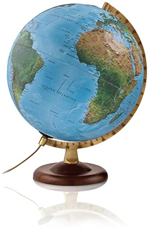 R4 gold: R4 gold Globus mit 3-D-Oberfläche: Tischglobus mit 3-D-Oberfläche, Doppelbild, dunkler Holzfuß, Metallmeridian (Globus 3D-Oberfläche)