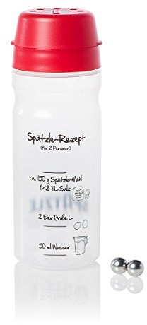 Spätzle-Shaker Das Original 2 Portionen (675ml rot) Selbstgemachte Spätzle mit unserem Spätzlemaker - Spätzleshaker die Alternative zur Spätzlereibe, Spätzlepresse, Spätzlesieb, Spätzlehobel