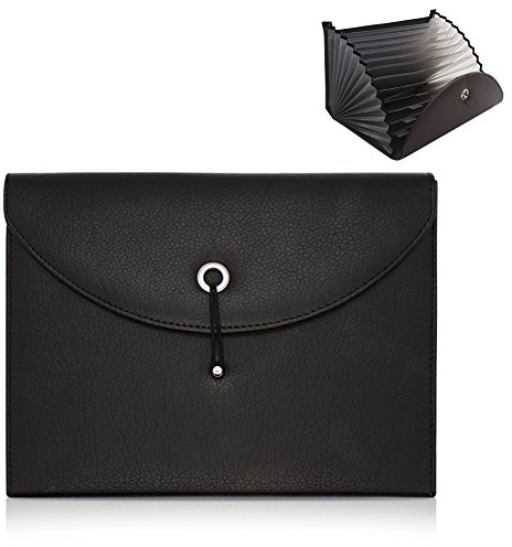 GossipBoy carpeta archivador tipo acordeón. maletín portadocumentos Portátil de piel sintética para negocios. Bolsa A4 y tamaño de carta, 13 bolsillos