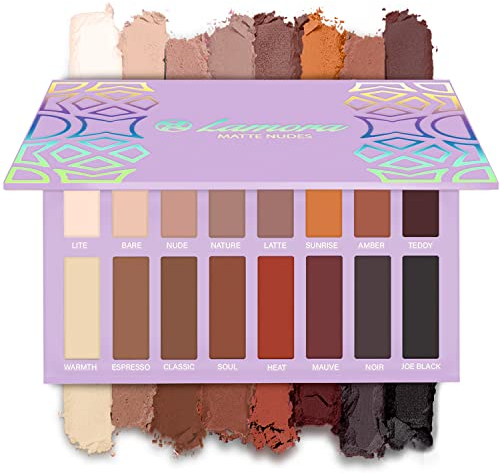 Lamora Matte Lidschatten Palette - Vegane Eyeshadow Augenpalette mit 16 Hochpigmentierten Warmen Natürlichen Matten Farben in Nudetönen - Professionelle Make Up Kosmetik