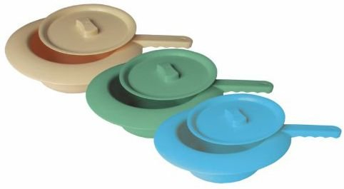 Pflegehome24® Stechbecken, grün aus Kunststoff mit Deckel - Bettpfanne Steckbecken Schieber