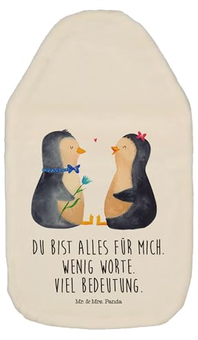 Mr. & Mrs. Panda Wärmflasche Pinguin Pärchen - Geschenk, Körnerkissen, Kleine Wärmflasche, Kinderwärmflasche, Wärmekissen, Wärmflaschenbezug, große