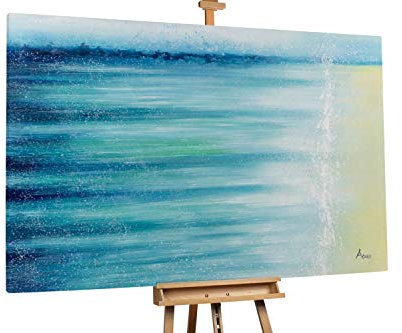 KunstLoft® XXL Gemälde 'Approaching Shore' 180x120cm | original handgemalte Bilder | Strand Abstrakt Beige Blau | Leinwand-Bild Ölgemälde einteilig groß | Modernes Kunst Ölbild