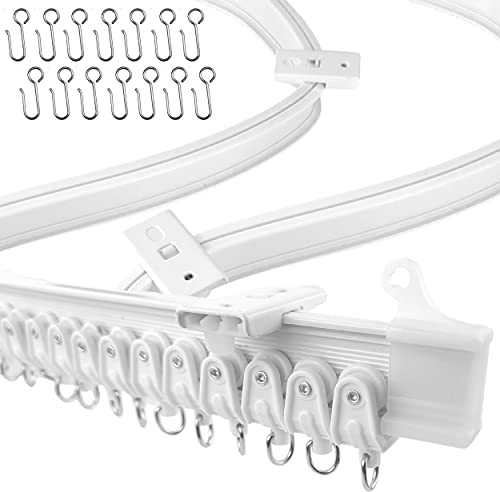 UrbanRed Flexible Bendable Ceiling Curtain Track, 32.8 ft (10 m), Mount for Rail with Curtain Tracks System, Room Divider, Curtains Rod, RV Ceiling Track for Curtains, White
