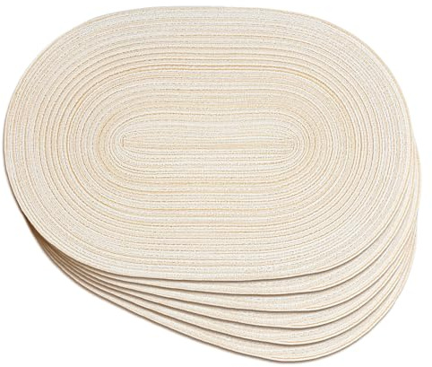 Noctiflorous - Juego de 6 de manteles Individuales ovalados Trenzados, Antideslizantes, Lavables, Resistentes al Calor, para Comedor, Cocina, Fiesta, decoración de Mesa, 30,5 x 45,7 cm, Beige 11