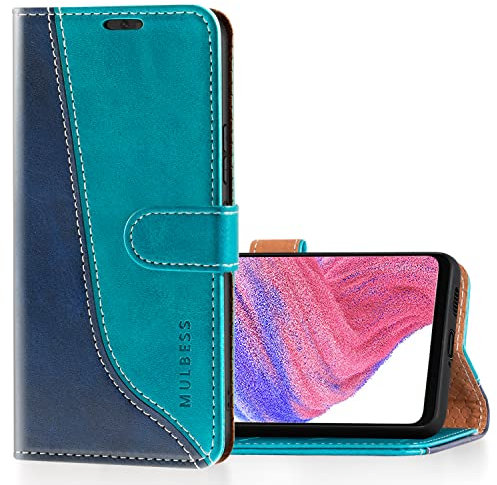 Mulbess für Samsung Galaxy A53 5G Hülle, Handyülle Leder mit Kartenfach, Klapphülle mit Magnetverschluss, Flip Case Etui Handytasche Schutzhülle, Stilvoll Mint Blau