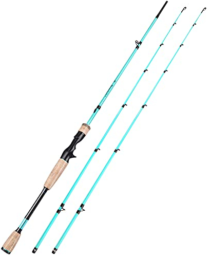 Sougayilang Angelrute, 30 Tonnen Kohlefaser, empfindliche 2-teilige Baitcasting-Rute und Spinnrute für Süßwasser oder Salzwasser, Angelrute in Turnierqualität mit 2 Spitzen für Bass-L1.8M-QB