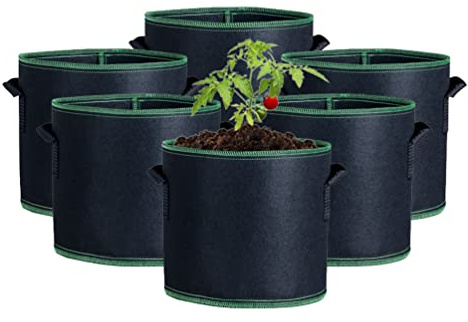 Stareal 6-Pack 37L Gemüse Grow Taschen, Garten Pflanze Grow Taschen Atmungsaktive Vliesstoff Pflanzentöpfe Mit Griffen Indoor Oder Outdoor Grow Container Für Gemüse/Blume/Pflanze/Früchte