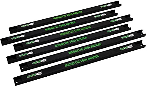 Grip 6 pc 18 Magnetic Tool Holder - Heavy Duty Magnetic Tool Bar, Space Saving Metal Tool Organizer Rack, Tool Magnet Bar for Workshop - Garage, Home, Workshop