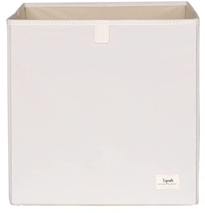 3 Sprouts Faltbox 33x33 cm, Aufbewahrungsbox, Creme | passt in Regalfächer für Kuscheltiere, Bausteine, Verkleidung und Zubehör flach faltbar, wenn nicht gebraucht ordentlic