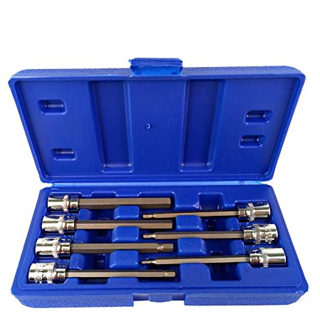 7-teiliges extra langes Innensechskant-Bit-Set mit Kugelenden, 0,95 cm (3/8 Zoll) Antriebs-Innensechskantschlüssel, metrische Stecknüsse, 3 mm – 10 mm Antriebs-Reparatur-Werkzeug-Set