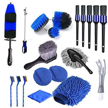 TMPTY Auto-Staubbürsten-Set, 20-teilig, kratzfrei, Bohrbürste, Detaillierungsbürste, Handtuch, Auto-Staubtuch-Set, Innen- und Außen-Staubwerkzeuge for die Automobilindustrie