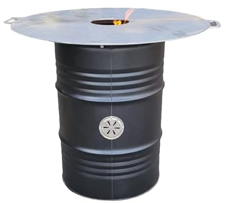 Komplettset Feuertonne Feuerplatte 100cm Grilltonne Plancha Feuerkorb Abstandshalter Set Schwarz
