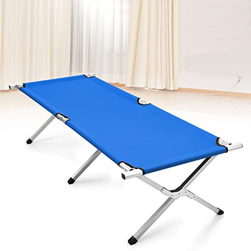XDAILUYYDS Feldbett Klappbar，Campingbett Klappbar，Campingliege 100 kg Belastbar，Stabiles Camping Liegebett，190 * 62 * 42cm (Blau)