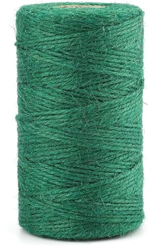 Jute-Schnur Hanfseil – 100 m, 2 mm, 3-lagig, natürliche Jutekordel, Rollen für Bastelarbeiten, Dekoration, Bündeln, Verpacken, Geschenke, Kunstwerke, Gartenanwendungen (grün)