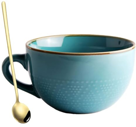 hengshukeji 700 ml große Kaffeetasse, Keramik-Kaffeetasse, Teetassen für Büro und Zuhause, Geburtstagsgeschenk, spülmaschinen- und mikrowellenfest (Blau)