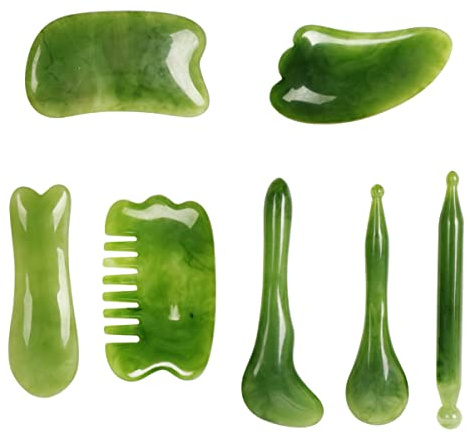 FRCOLOR Massage Schabe mit Griff 7 Stück aus Kunstharz und Bienenwachs für Manuelle Massage zur Stresslinderung und Muskelentspannung von Bein und Schulter