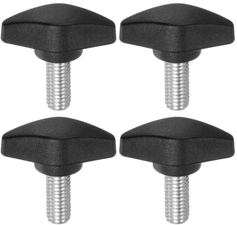 QUARKZMAN 4 bottoni a forma di T, viti a pollice M8 x 16 mm, filettatura maschio standard, maniglie in plastica, manopole di serraggio a mano, viti a pollice, nero.