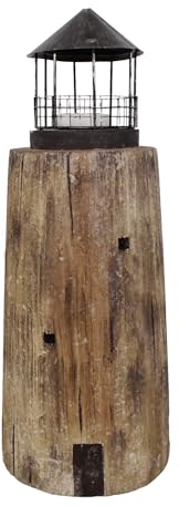 Dekorativer Leuchtturm-Laterne aus Metall und Holz, Kerzenhalter mit Ozean-Thema, Heimdekoration, rustikale Gartendekoration, für drinnen und draußen, Teelichthalter, Laternen für Party (L)