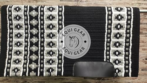 EQUIGEAR Western Show Horse Satteldecke aus neuseeländischer Wolle, Western-Design, handgefertigte Satteldecke, Wollpolster, Sensor Flex (Anpassung möglich), WI17 (34x42)