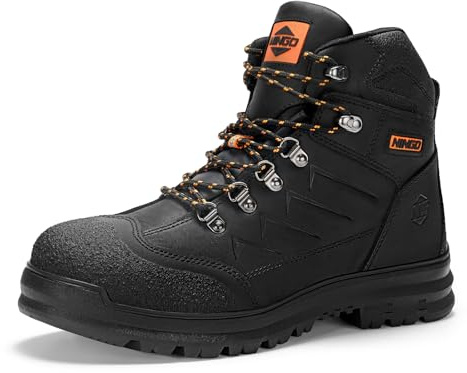 NINGO Steel Toe Work Boots for Men, Oil & Slip Resistant Construction Boots