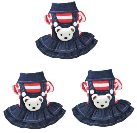 INOOMP 3stücke Adorable Pet Bear Dress Für Kleine Hunde Und Katzen Rot Gestreifte Trägerkleidung XL Für Outdoor-aktivitäten Fotografie Und Tägliches Tragen