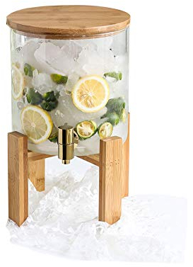 Dispensador Agua, dispensador Bebidas con infusor, dispensador Agua con Grifo, Jarra Agua para Jugo frío/Caliente, Cerveza, ponche, té Helado