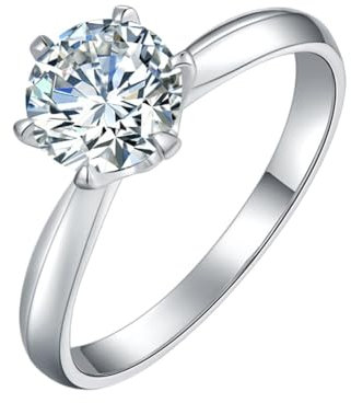 LOEXZAH Moissanit-Ring für Damen, 5 Karat, 18 Karat Weißgold, S925, Moissanit, Hochzeitsring, Braut-Set, simulierter Diamant, Verlobungsring, Verlobte, Labor, glänzender Diamantring für Frauen, Stein,