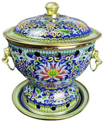 OYWEHECE Einzelne Person, Kleiner Kupfertopf, Alter Pekinger Kleiner Dicker Kuh-Hot Pot, Chinesischer Traditioneller Cloisonné-Hot Pot, Kommerzieller Alkoholanteil, Roter Kupfer-Hot Pot,B