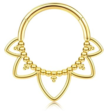 BodyBonita 16G Piercing al Setto Pendente - Acciaio Chirurgico 316L Septum Piercing Naso Cerchio Helix Orecchino Nostril Piercing Trago Cartilage Daith Piercing Naso Anello Oro 14K 8mm