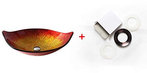 Glaswaschbecken Badezimmerwaschbecken Personalisierte Kunst Aufsatzwaschbecken Aufsatzwaschbecken Waschbecken Mit Wasserdrache Und Zubehör(Red1)