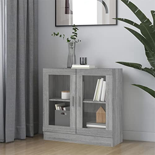 ShGaxin Vitrinenschrank, Glasvitrine, Vitrine, Schrank, Display Case, Sammlervitrine, Glassvitrinenschrank, Schmuckvitrine, Grau Sonoma 82,5x30,5x80 cm Holzwerkstoff