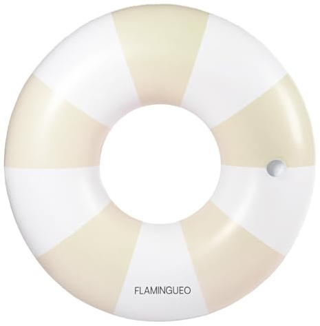 Flamingueo Jätte flottör - för strand och pool - med underlägg - munkform - robust PVC - dubbel ventil - tvåfärgad design - ljusbeige