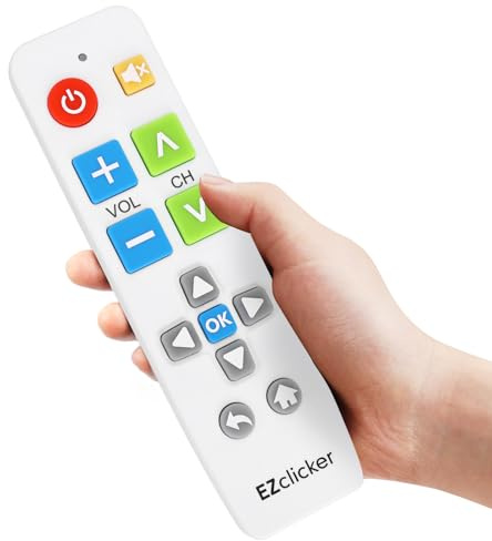 EZclicker Telecomando TV Samsung | Telecomando Universale a Grandi Pulsanti per Tutti i Samsung solo, Semplificato e Facile da Usare (2xAAA Batterie non Incluse) (Bianco)
