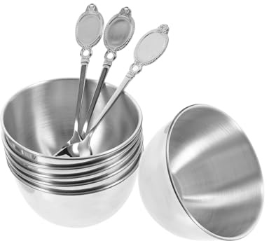 TOPPERFUN 9pièces Plats à Sauce Acier Inoxydable Avec Cuillère Assortie Pour Condiments Apéritif Usage Quotidien Compacts Et Pratiques