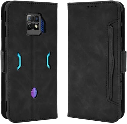 Lucyliy Coque pour ZTE Nubia RedMagic 7 Pro, Etui Housse téléphone Portable PU Skins Flip Stand Function Case Cover Black