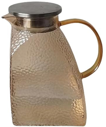 Glass Kettle, Hammer Pattern Water Kettle, Splash Proof 1.5L Beverage Jug, Sturdy Wide Mouth Drink Carafe, Outdoor Juice Milk Pitcher for Hosting Birthday Kitchen Use
