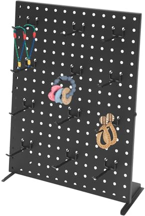 Czyurachel Pegboard, väggtavla med 12 hålväggskrokar, väggtavla väggorganisatör av metall, Pegboard tillbehör, smycken försäljningsställ etc. (svart)
