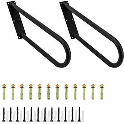Handrails for Outdoor Steps, 2 PCS U Shaped Stair Handrails for 1-3 Steps, Wall Mounted Handrail, Iron Safety Grab Bar Hand Rail, Max Pull Force 100kg, Black, for Pregnant Women Elderly Disabled