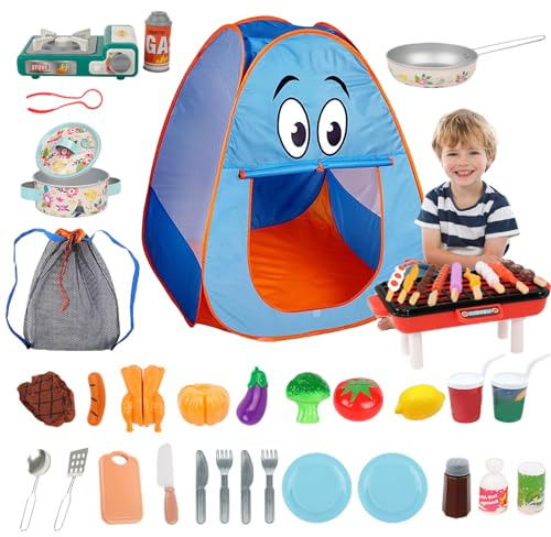 Children Adventure Set - Outdoor Pretend Gear, Foldable Play Tent Bundle Cooking Pot Kit | Interactive Learning Toys, Explorer Activity Package Creative Camping Play Set for Kids Indoor Outdoor Use