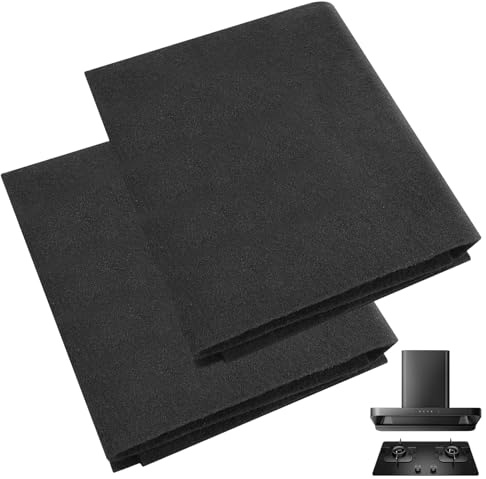 2 Pcs Carbon Cooker Hood Filter, Universal Cut to Fit Carbon Filter Replacement, High-absorption Filters for All Cooker Hoods & Extractor Fan Vent (47×57cm)