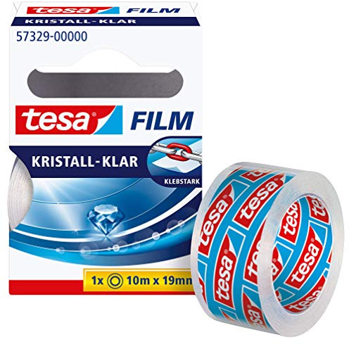 tesa tesafilm Crystal Clear Klebeband - extra transparent - 10 m x 19 mm | Höchst durchsichtiger, kristall-klarer Klebefilm - klebestark, reißfest, lösungsmittelfrei und alterungsbeständig