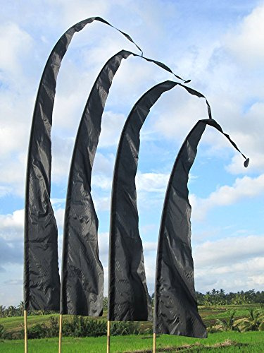 Bali-Fahne 4m Schwarz, black – Original Umbul Umbul Gartenfahne & moderne Dekofahne – Wetterfeste Windfahne für Garten & Event – Ohne Stange, BF-01