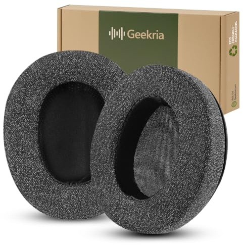 Geekria Comfort Linen Replacement Ear Pads Compatible with Audio-Technica ATH-M50XBT, M50xBT2, M50X, M40X, M30X, M20X, M10X, ATH-ANC9 Headphones, Repair Parts with Video Guide (Dark Grey)