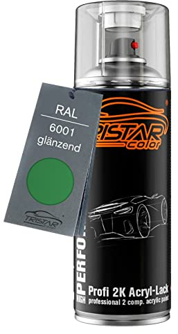TRISTARcolor RAL 6001 Smaragdgrün glänzend 2K-Acryl-Lack Spraydose | Sprühdose 400 ml, schnelltrocknend